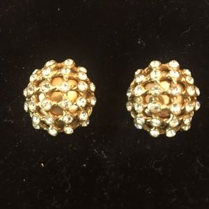 Vintage gold tone and rhinestone earrings